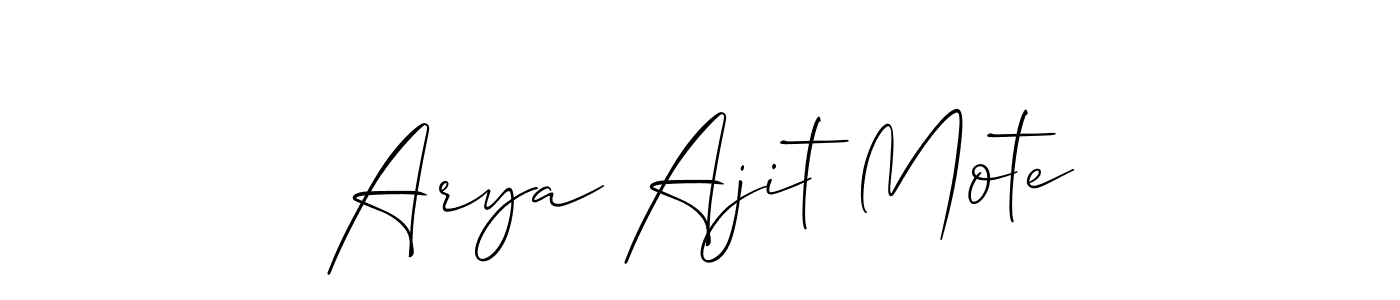 Create a beautiful signature design for name Arya Ajit Mote. With this signature (Allison_Script) fonts, you can make a handwritten signature for free. Arya Ajit Mote signature style 2 images and pictures png