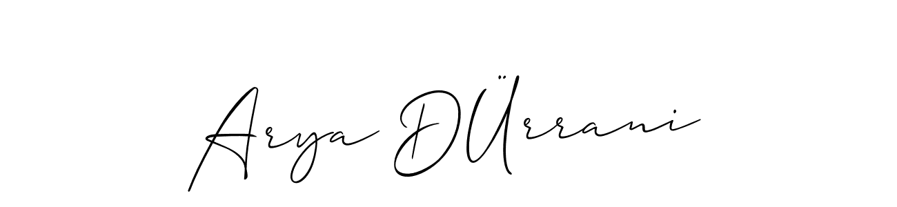 The best way (Allison_Script) to make a short signature is to pick only two or three words in your name. The name Arya DÜrrani include a total of six letters. For converting this name. Arya DÜrrani signature style 2 images and pictures png