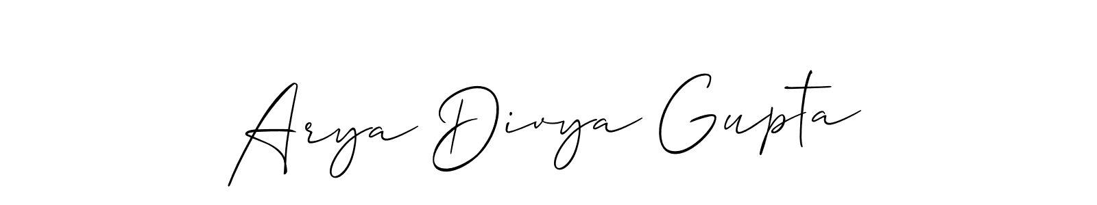 Also You can easily find your signature by using the search form. We will create Arya Divya Gupta name handwritten signature images for you free of cost using Allison_Script sign style. Arya Divya Gupta signature style 2 images and pictures png