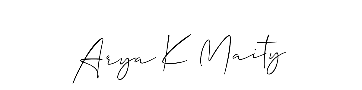 Create a beautiful signature design for name Arya K Maity. With this signature (Allison_Script) fonts, you can make a handwritten signature for free. Arya K Maity signature style 2 images and pictures png