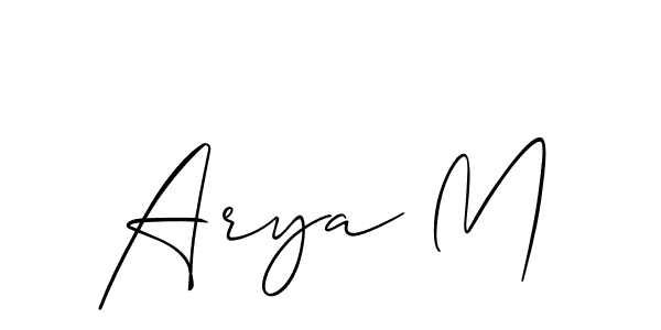 How to make Arya M name signature. Use Allison_Script style for creating short signs online. This is the latest handwritten sign. Arya M signature style 2 images and pictures png