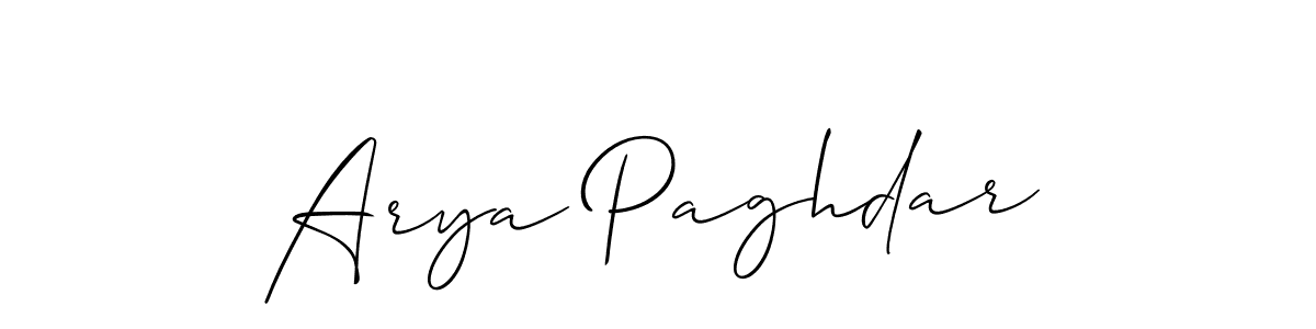 Create a beautiful signature design for name Arya Paghdar. With this signature (Allison_Script) fonts, you can make a handwritten signature for free. Arya Paghdar signature style 2 images and pictures png