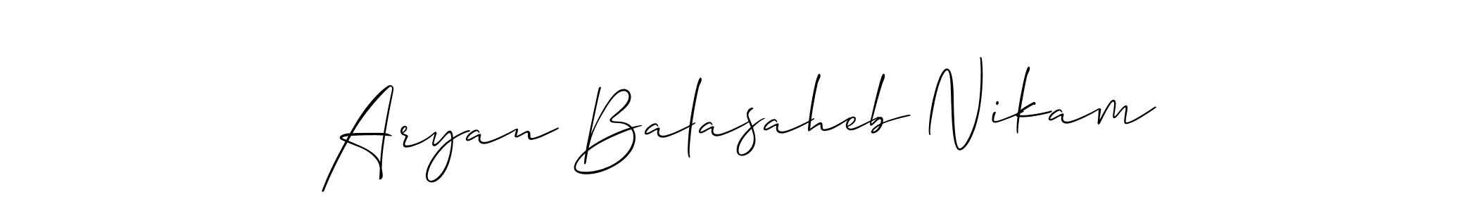 Design your own signature with our free online signature maker. With this signature software, you can create a handwritten (Allison_Script) signature for name Aryan Balasaheb Nikam. Aryan Balasaheb Nikam signature style 2 images and pictures png