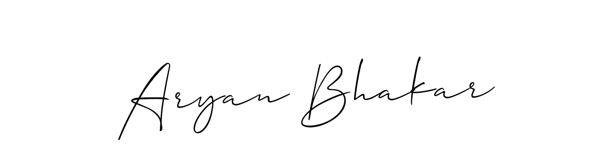 Use a signature maker to create a handwritten signature online. With this signature software, you can design (Allison_Script) your own signature for name Aryan Bhakar. Aryan Bhakar signature style 2 images and pictures png