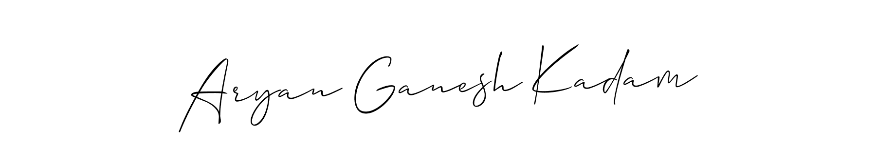The best way (Allison_Script) to make a short signature is to pick only two or three words in your name. The name Aryan Ganesh Kadam include a total of six letters. For converting this name. Aryan Ganesh Kadam signature style 2 images and pictures png