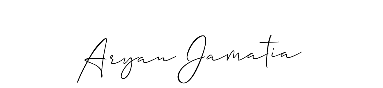 How to make Aryan Jamatia name signature. Use Allison_Script style for creating short signs online. This is the latest handwritten sign. Aryan Jamatia signature style 2 images and pictures png