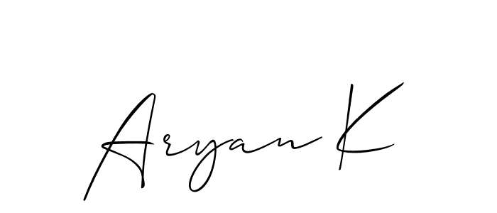 Create a beautiful signature design for name Aryan K. With this signature (Allison_Script) fonts, you can make a handwritten signature for free. Aryan K signature style 2 images and pictures png