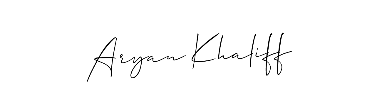 Check out images of Autograph of Aryan Khaliff name. Actor Aryan Khaliff Signature Style. Allison_Script is a professional sign style online. Aryan Khaliff signature style 2 images and pictures png