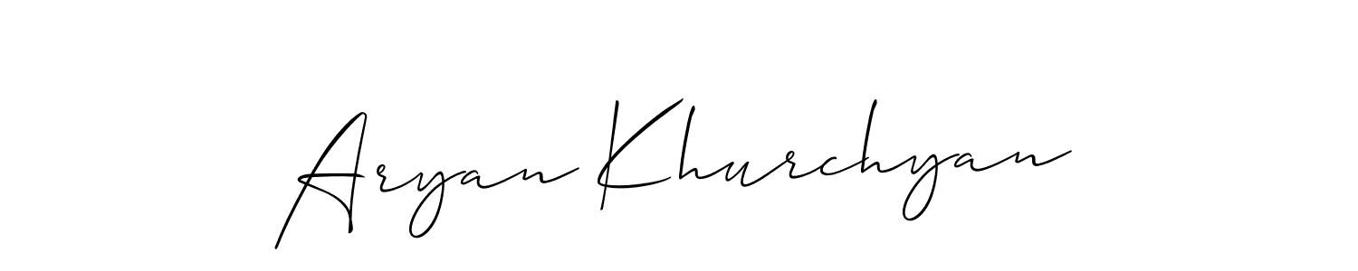 You should practise on your own different ways (Allison_Script) to write your name (Aryan Khurchyan) in signature. don't let someone else do it for you. Aryan Khurchyan signature style 2 images and pictures png