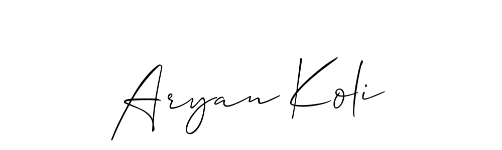 How to make Aryan Koli signature? Allison_Script is a professional autograph style. Create handwritten signature for Aryan Koli name. Aryan Koli signature style 2 images and pictures png