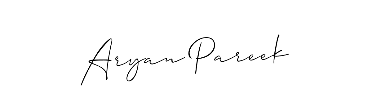 The best way (Allison_Script) to make a short signature is to pick only two or three words in your name. The name Aryan Pareek include a total of six letters. For converting this name. Aryan Pareek signature style 2 images and pictures png