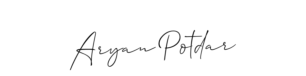 Use a signature maker to create a handwritten signature online. With this signature software, you can design (Allison_Script) your own signature for name Aryan Potdar. Aryan Potdar signature style 2 images and pictures png