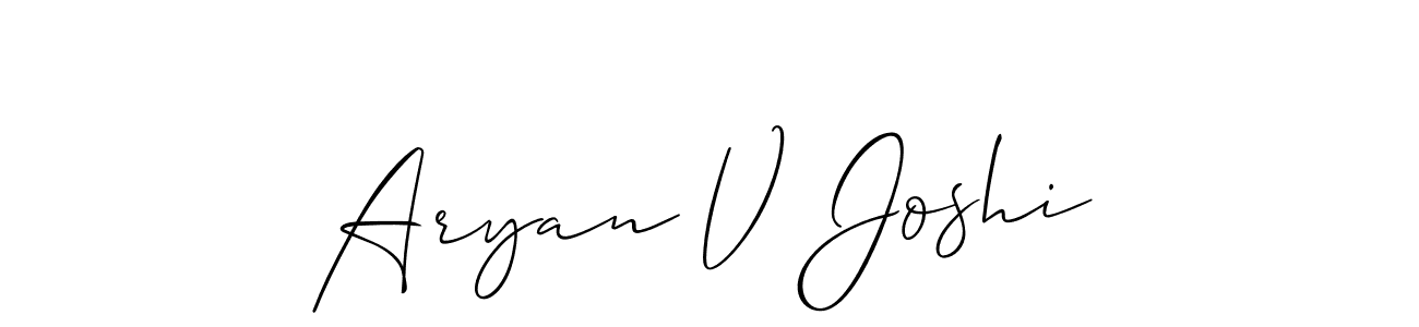 The best way (Allison_Script) to make a short signature is to pick only two or three words in your name. The name Aryan V Joshi include a total of six letters. For converting this name. Aryan V Joshi signature style 2 images and pictures png