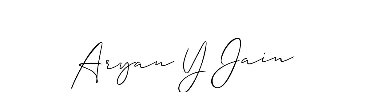 Make a beautiful signature design for name Aryan Y Jain. With this signature (Allison_Script) style, you can create a handwritten signature for free. Aryan Y Jain signature style 2 images and pictures png