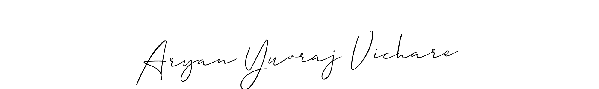 The best way (Allison_Script) to make a short signature is to pick only two or three words in your name. The name Aryan Yuvraj Vichare include a total of six letters. For converting this name. Aryan Yuvraj Vichare signature style 2 images and pictures png