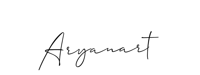 Use a signature maker to create a handwritten signature online. With this signature software, you can design (Allison_Script) your own signature for name Aryanart. Aryanart signature style 2 images and pictures png