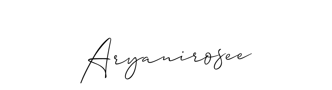Allison_Script is a professional signature style that is perfect for those who want to add a touch of class to their signature. It is also a great choice for those who want to make their signature more unique. Get Aryanirosee name to fancy signature for free. Aryanirosee signature style 2 images and pictures png