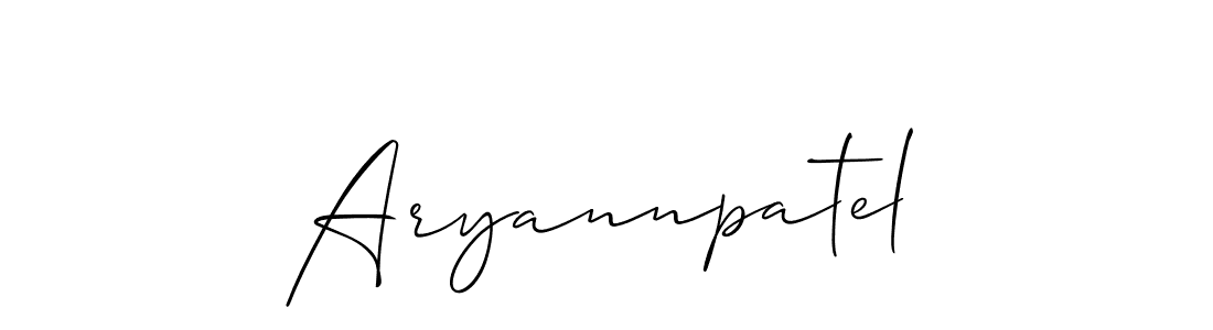 The best way (Allison_Script) to make a short signature is to pick only two or three words in your name. The name Aryannpatel include a total of six letters. For converting this name. Aryannpatel signature style 2 images and pictures png