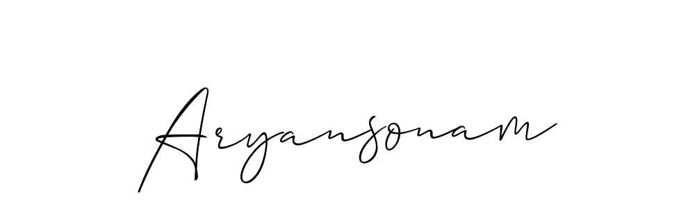 The best way (Allison_Script) to make a short signature is to pick only two or three words in your name. The name Aryansonam include a total of six letters. For converting this name. Aryansonam signature style 2 images and pictures png
