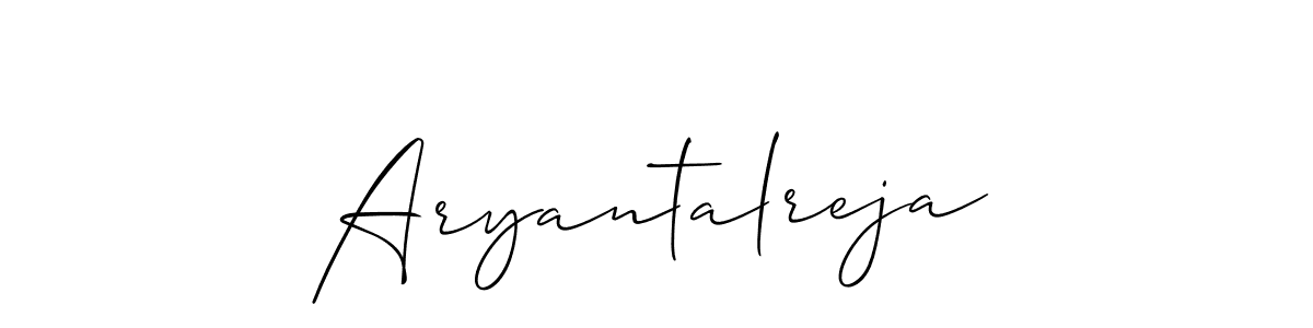 Use a signature maker to create a handwritten signature online. With this signature software, you can design (Allison_Script) your own signature for name Aryantalreja. Aryantalreja signature style 2 images and pictures png