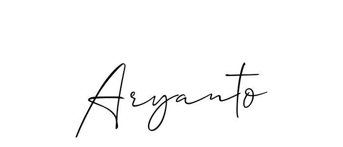 How to make Aryanto signature? Allison_Script is a professional autograph style. Create handwritten signature for Aryanto name. Aryanto signature style 2 images and pictures png