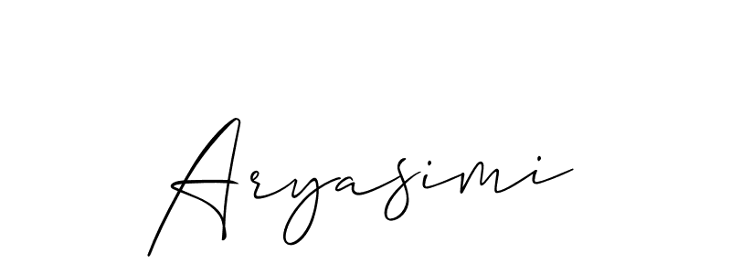 Use a signature maker to create a handwritten signature online. With this signature software, you can design (Allison_Script) your own signature for name Aryasimi. Aryasimi signature style 2 images and pictures png