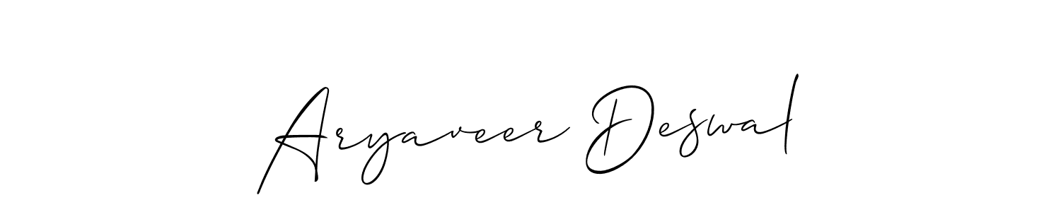 How to make Aryaveer Deswal name signature. Use Allison_Script style for creating short signs online. This is the latest handwritten sign. Aryaveer Deswal signature style 2 images and pictures png