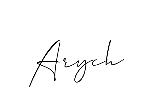 Use a signature maker to create a handwritten signature online. With this signature software, you can design (Allison_Script) your own signature for name Arych. Arych signature style 2 images and pictures png