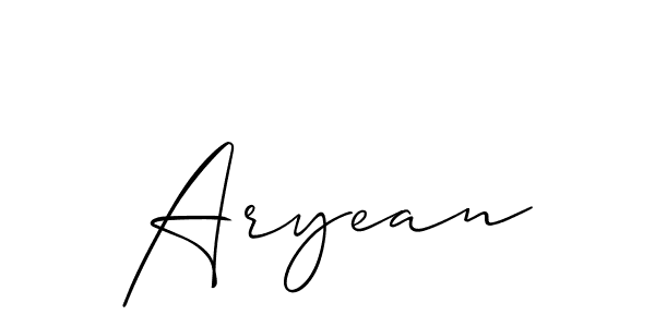 Make a beautiful signature design for name Aryean. With this signature (Allison_Script) style, you can create a handwritten signature for free. Aryean signature style 2 images and pictures png