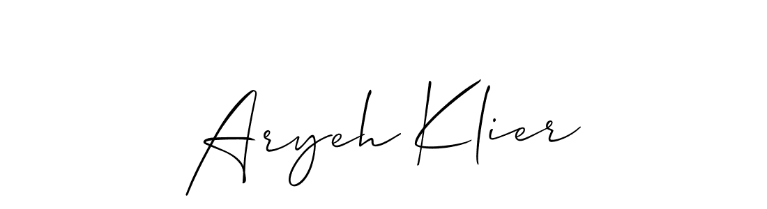 You should practise on your own different ways (Allison_Script) to write your name (Aryeh Klier) in signature. don't let someone else do it for you. Aryeh Klier signature style 2 images and pictures png