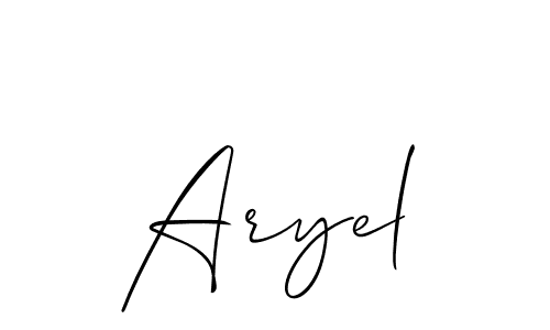 Use a signature maker to create a handwritten signature online. With this signature software, you can design (Allison_Script) your own signature for name Aryel. Aryel signature style 2 images and pictures png