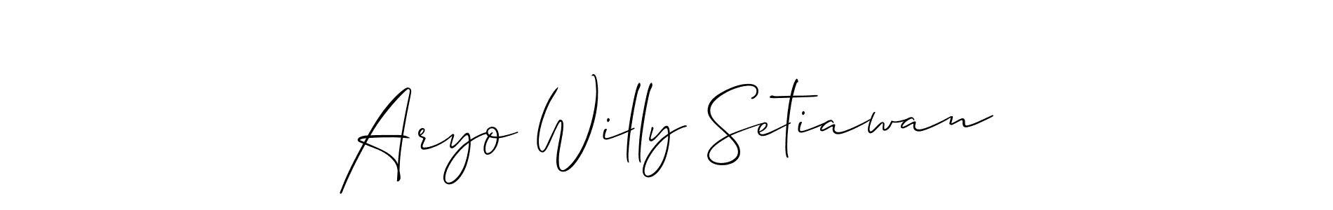 How to make Aryo Willy Setiawan name signature. Use Allison_Script style for creating short signs online. This is the latest handwritten sign. Aryo Willy Setiawan signature style 2 images and pictures png