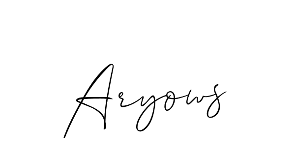 How to make Aryows name signature. Use Allison_Script style for creating short signs online. This is the latest handwritten sign. Aryows signature style 2 images and pictures png