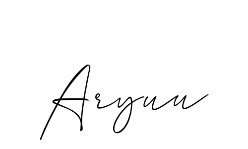 Also You can easily find your signature by using the search form. We will create Aryuu name handwritten signature images for you free of cost using Allison_Script sign style. Aryuu signature style 2 images and pictures png
