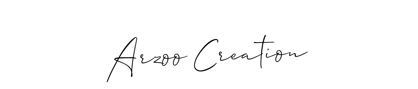 Use a signature maker to create a handwritten signature online. With this signature software, you can design (Allison_Script) your own signature for name Arzoo Creation. Arzoo Creation signature style 2 images and pictures png