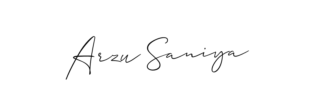 How to make Arzu Saniya name signature. Use Allison_Script style for creating short signs online. This is the latest handwritten sign. Arzu Saniya signature style 2 images and pictures png