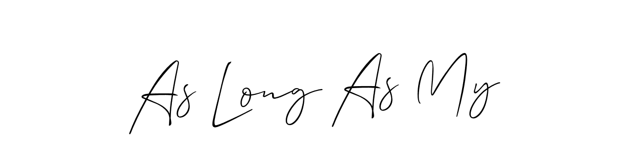 Allison_Script is a professional signature style that is perfect for those who want to add a touch of class to their signature. It is also a great choice for those who want to make their signature more unique. Get As Long As My name to fancy signature for free. As Long As My signature style 2 images and pictures png