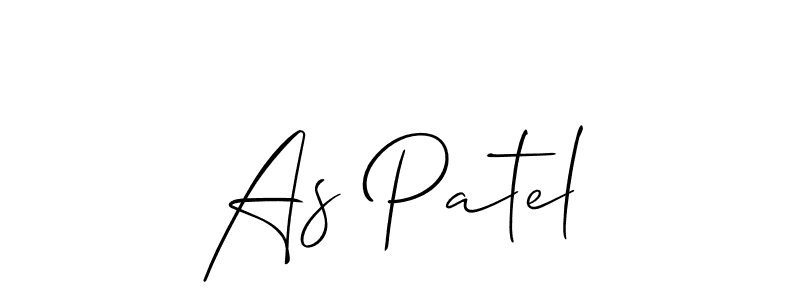 Also You can easily find your signature by using the search form. We will create As Patel name handwritten signature images for you free of cost using Allison_Script sign style. As Patel signature style 2 images and pictures png