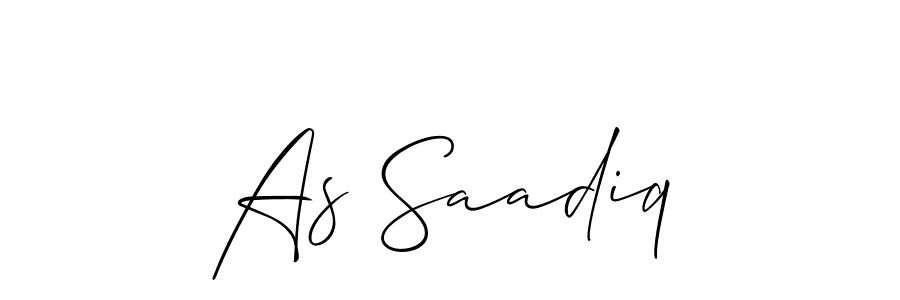 How to make As Saadiq signature? Allison_Script is a professional autograph style. Create handwritten signature for As Saadiq name. As Saadiq signature style 2 images and pictures png