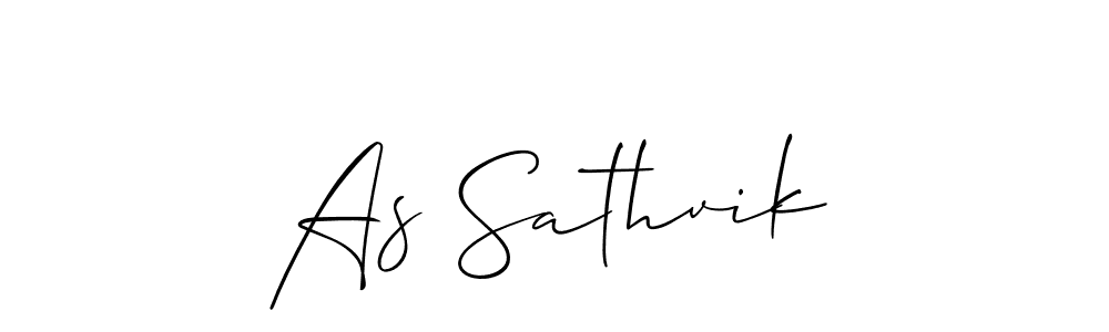 The best way (Allison_Script) to make a short signature is to pick only two or three words in your name. The name As Sathvik include a total of six letters. For converting this name. As Sathvik signature style 2 images and pictures png