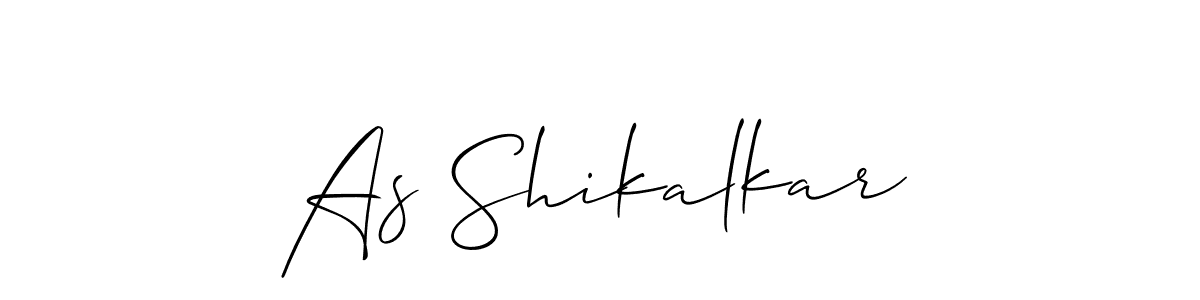 Use a signature maker to create a handwritten signature online. With this signature software, you can design (Allison_Script) your own signature for name As Shikalkar. As Shikalkar signature style 2 images and pictures png