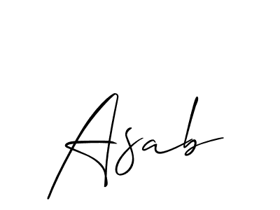 Design your own signature with our free online signature maker. With this signature software, you can create a handwritten (Allison_Script) signature for name Asab. Asab signature style 2 images and pictures png