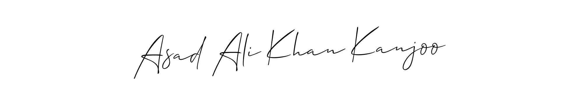 The best way (Allison_Script) to make a short signature is to pick only two or three words in your name. The name Asad Ali Khan Kanjoo include a total of six letters. For converting this name. Asad Ali Khan Kanjoo signature style 2 images and pictures png