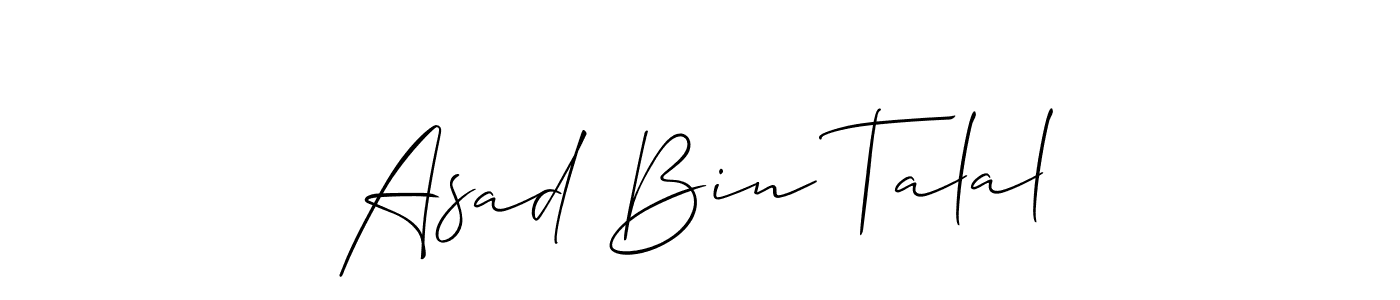 This is the best signature style for the Asad Bin Talal name. Also you like these signature font (Allison_Script). Mix name signature. Asad Bin Talal signature style 2 images and pictures png