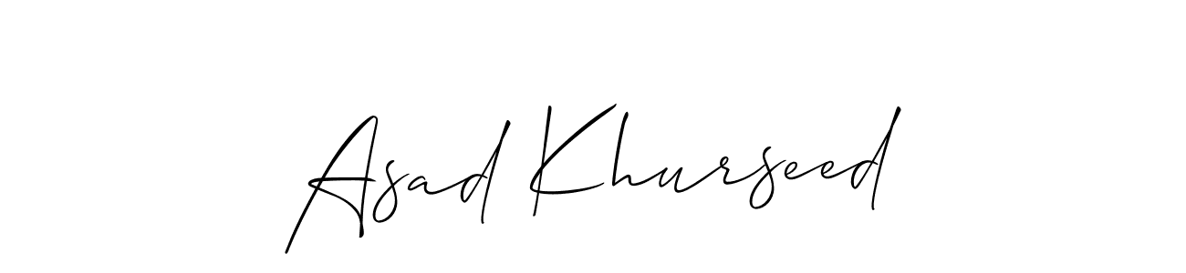 It looks lik you need a new signature style for name Asad Khurseed. Design unique handwritten (Allison_Script) signature with our free signature maker in just a few clicks. Asad Khurseed signature style 2 images and pictures png