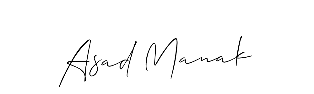 Asad Manak stylish signature style. Best Handwritten Sign (Allison_Script) for my name. Handwritten Signature Collection Ideas for my name Asad Manak. Asad Manak signature style 2 images and pictures png