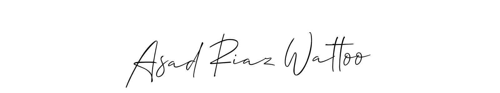 The best way (Allison_Script) to make a short signature is to pick only two or three words in your name. The name Asad Riaz Wattoo include a total of six letters. For converting this name. Asad Riaz Wattoo signature style 2 images and pictures png