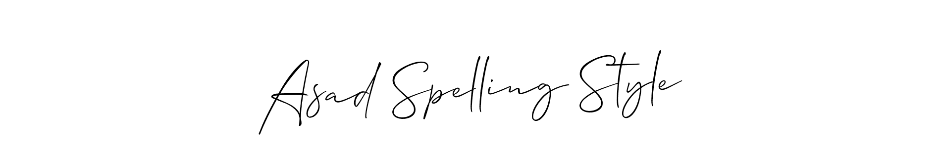 It looks lik you need a new signature style for name Asad Spelling Style. Design unique handwritten (Allison_Script) signature with our free signature maker in just a few clicks. Asad Spelling Style signature style 2 images and pictures png