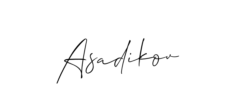 if you are searching for the best signature style for your name Asadikov. so please give up your signature search. here we have designed multiple signature styles  using Allison_Script. Asadikov signature style 2 images and pictures png