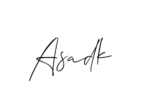 Use a signature maker to create a handwritten signature online. With this signature software, you can design (Allison_Script) your own signature for name Asadk. Asadk signature style 2 images and pictures png